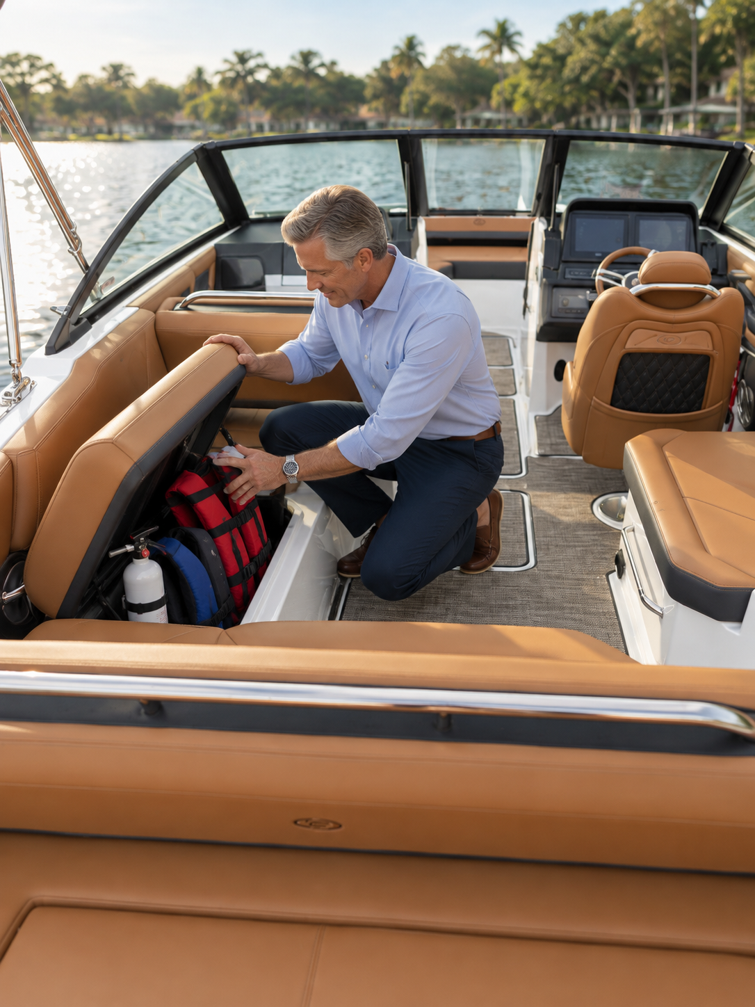 Inspection — checking every locker before leaving the dock